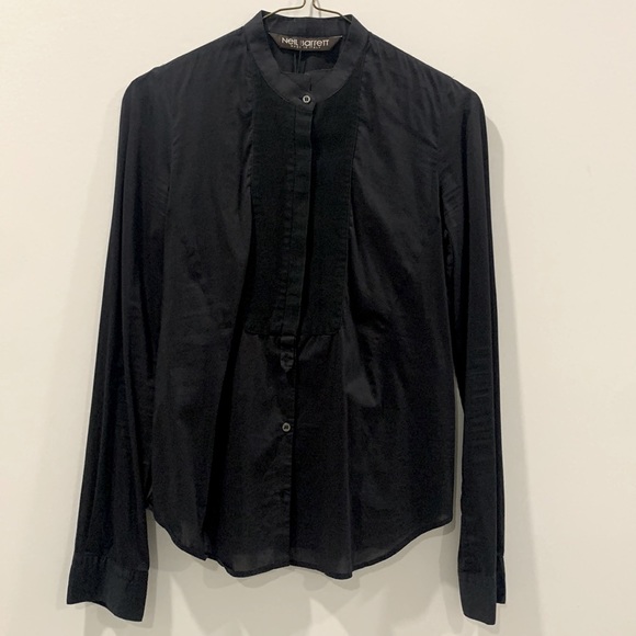 Slim fit black tuxedo style shirt - Picture 1 of 3